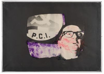 Senza titolo - smalti su tela emulsionata, 76x107 cm, anni '70
