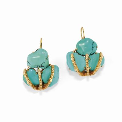 Orecchini in oro giallo 18K con turchese