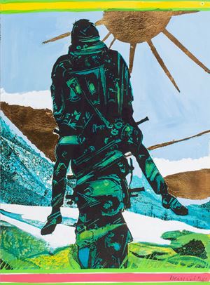 Motorcycle with golden sun