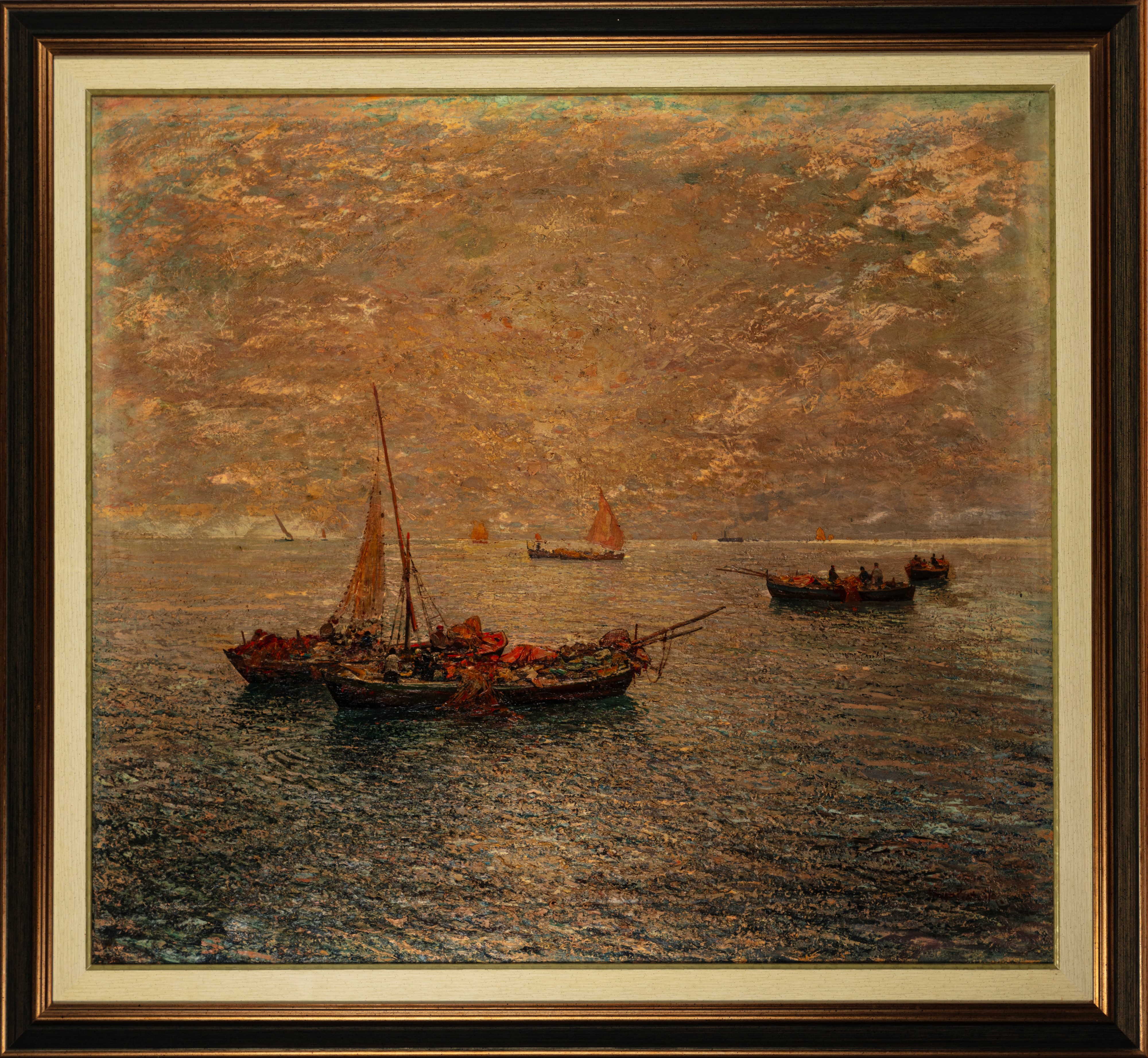 Fausto Pratella - Pescherecci al Tramonto