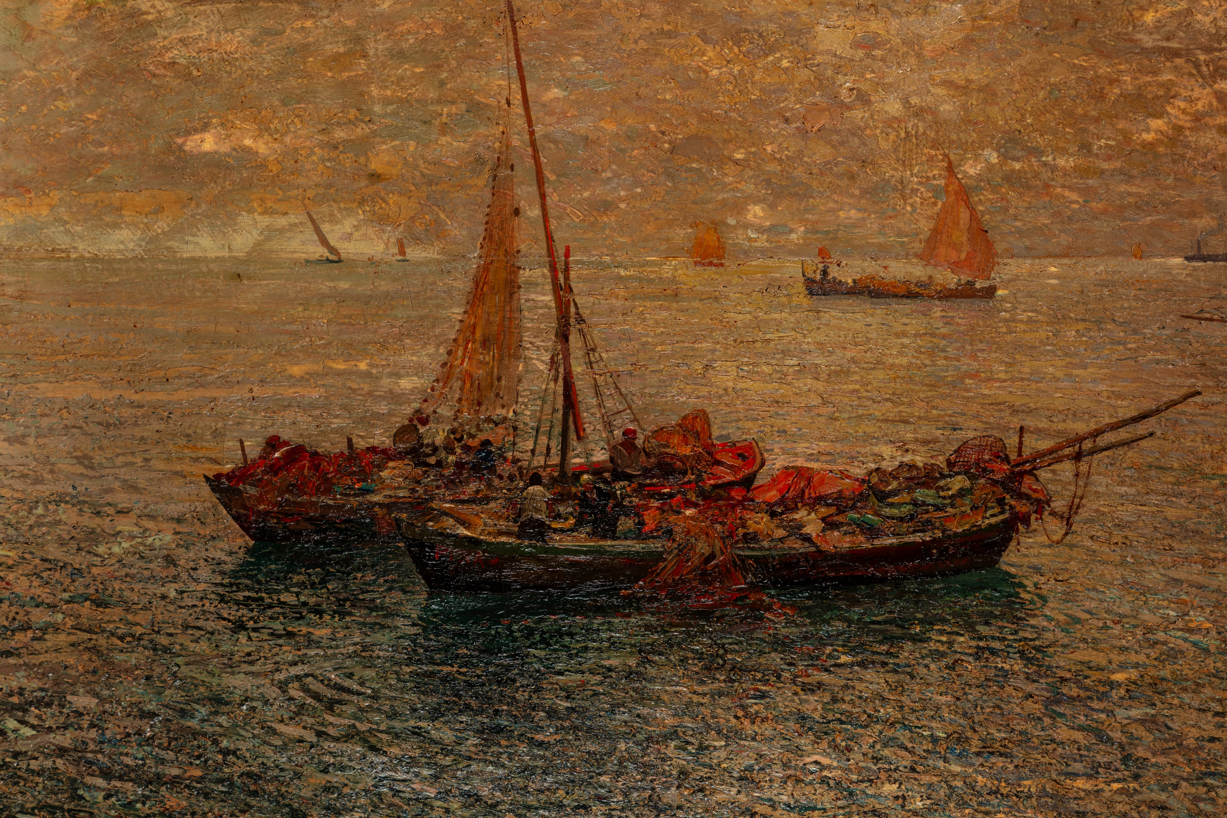 Fausto Pratella - Pescherecci al Tramonto