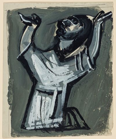 Figura inginocchiata, tempera su carta