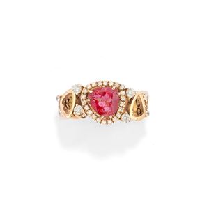 Anello con tormalina rosa