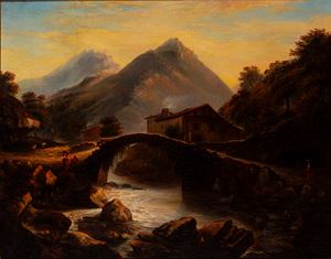 French landscape with villagers
