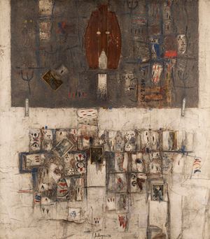 Composizione con maschera e carte