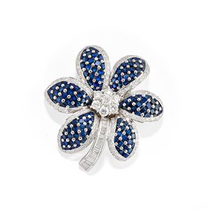 Spilla con zaffiri e diamanti 