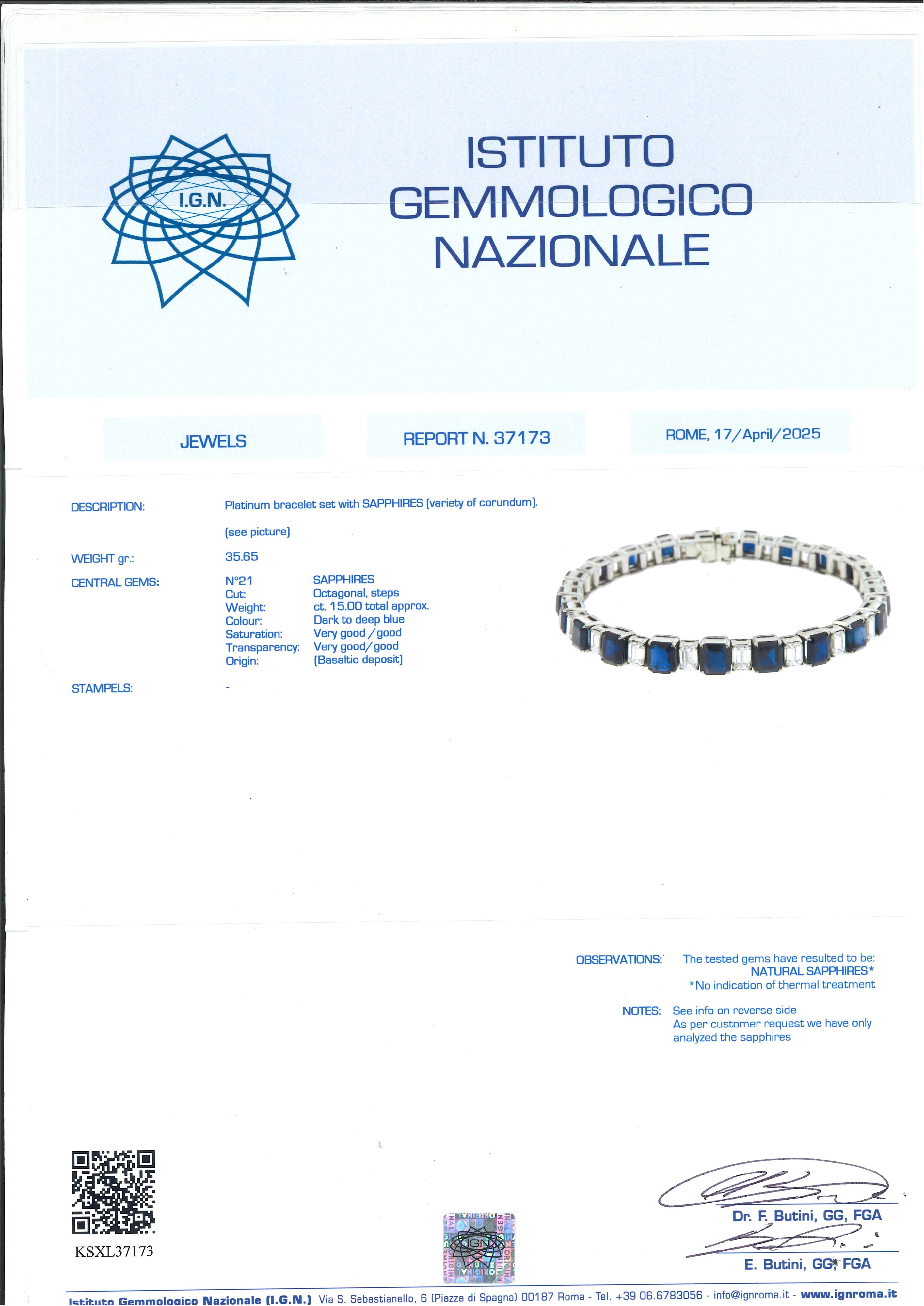 Bracciale Tennis con Zaffiri e Diamanti