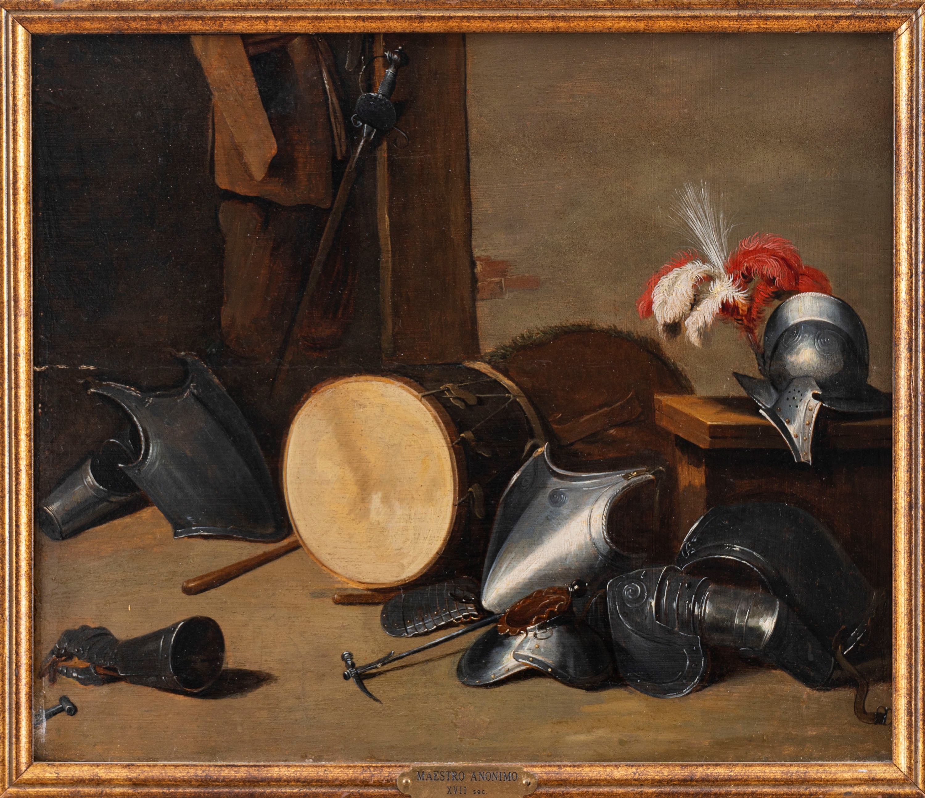 Composizione con armature e tamburo