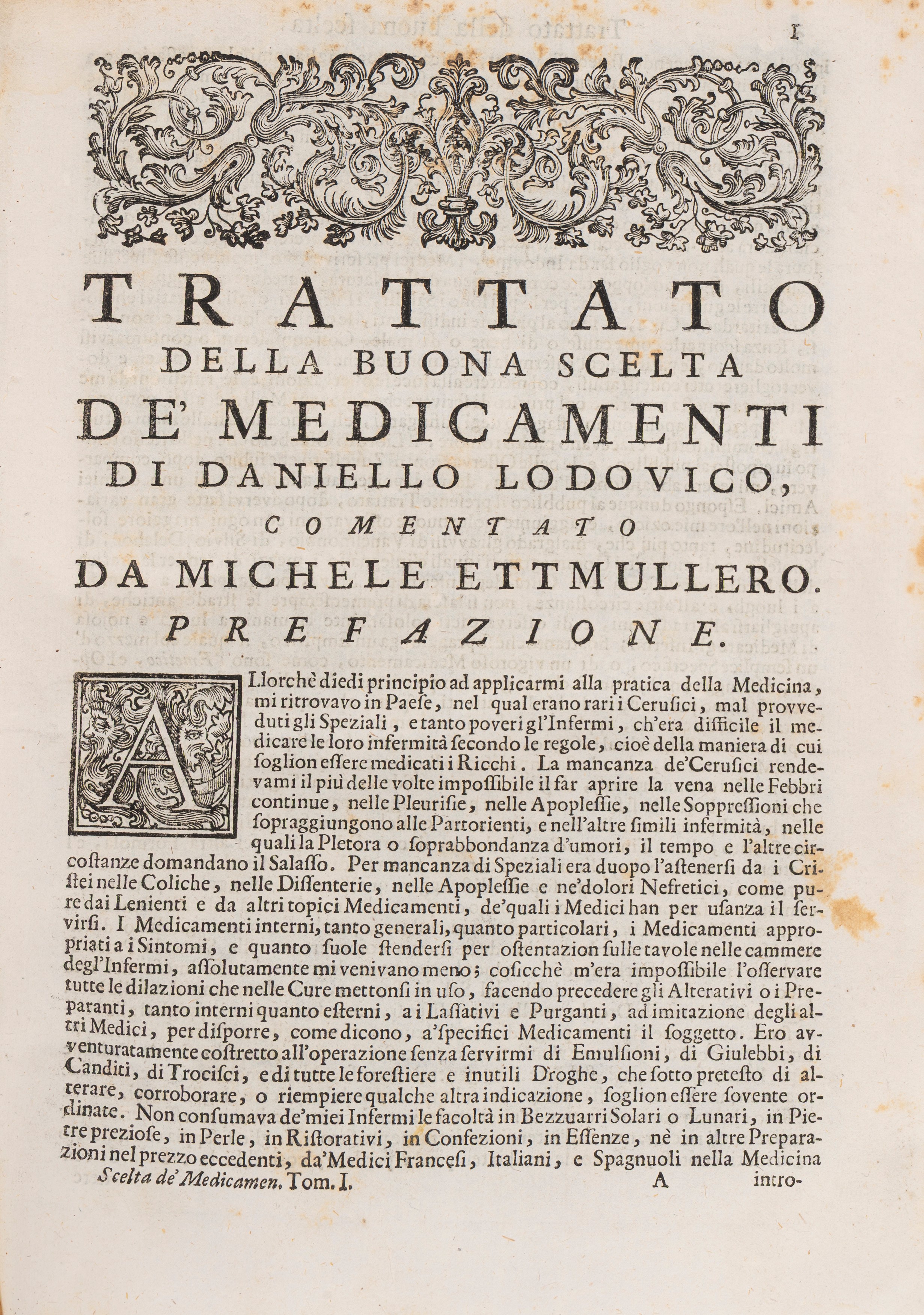 Lodovico Daniello - Trattato della buona scelta de' Medicamenti, 1717