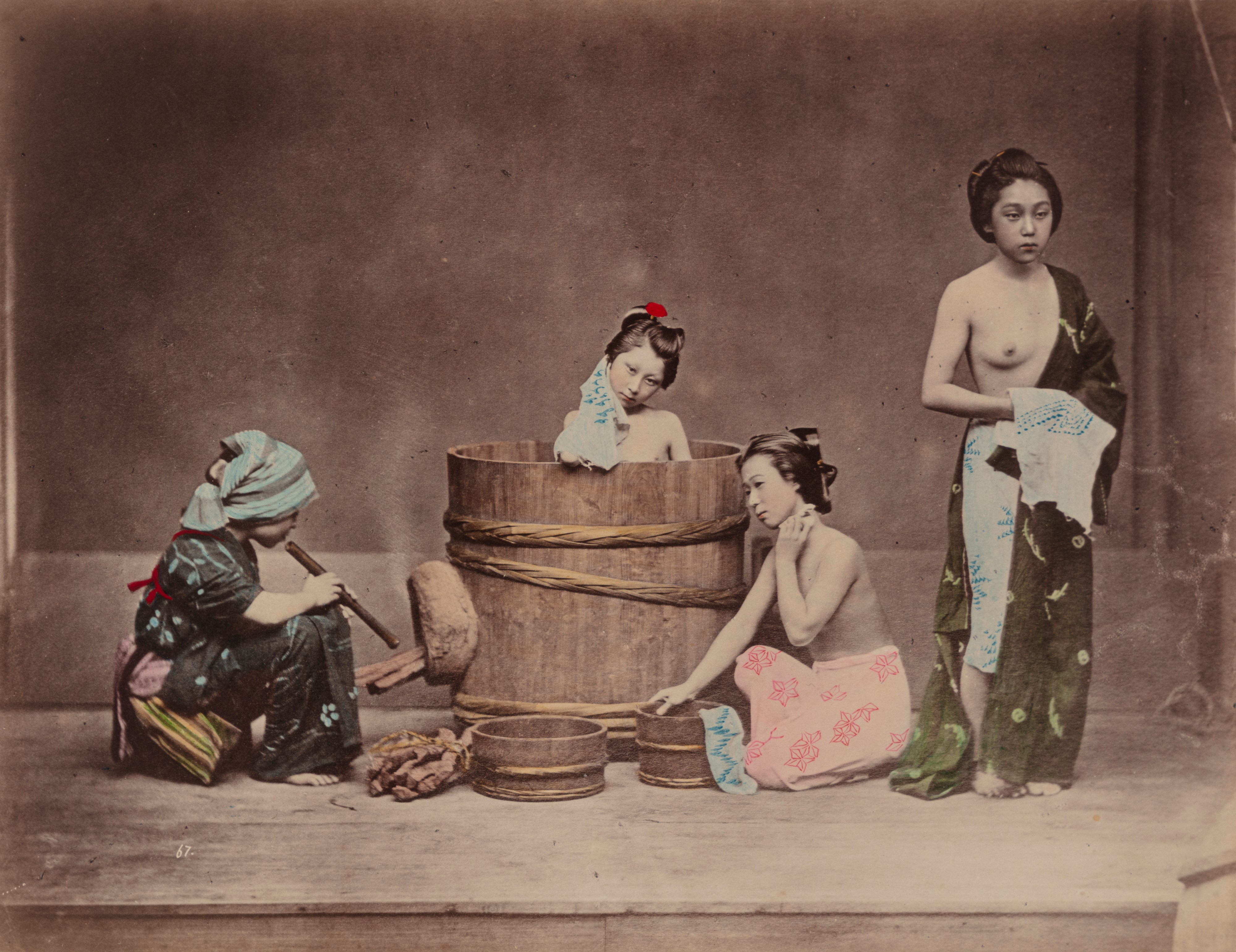Kimbei Kusakabe - Flower Garden ; Home Bathing