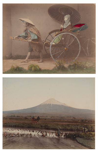 Fujiyama From Maita Village, At Tokaido ; Jinrikishia