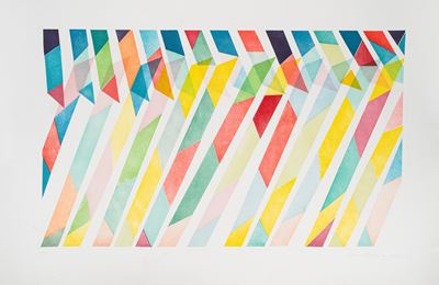 Composizione geometrica, acquaforte acquatinta a colori