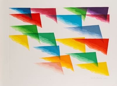 Composizione con triangoli, acquaforte acquatinta a colori, es. 55/130, 1990