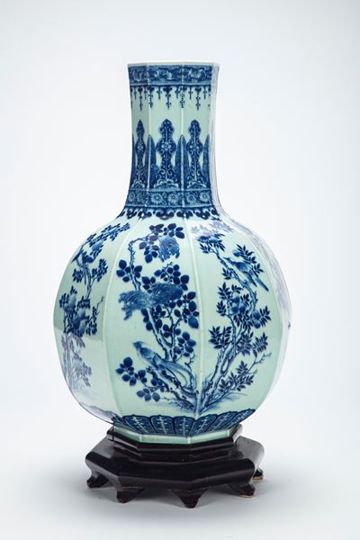 Grande Vaso in Porcellana Bianca e Blu, Cina, Fine XIX Secolo
