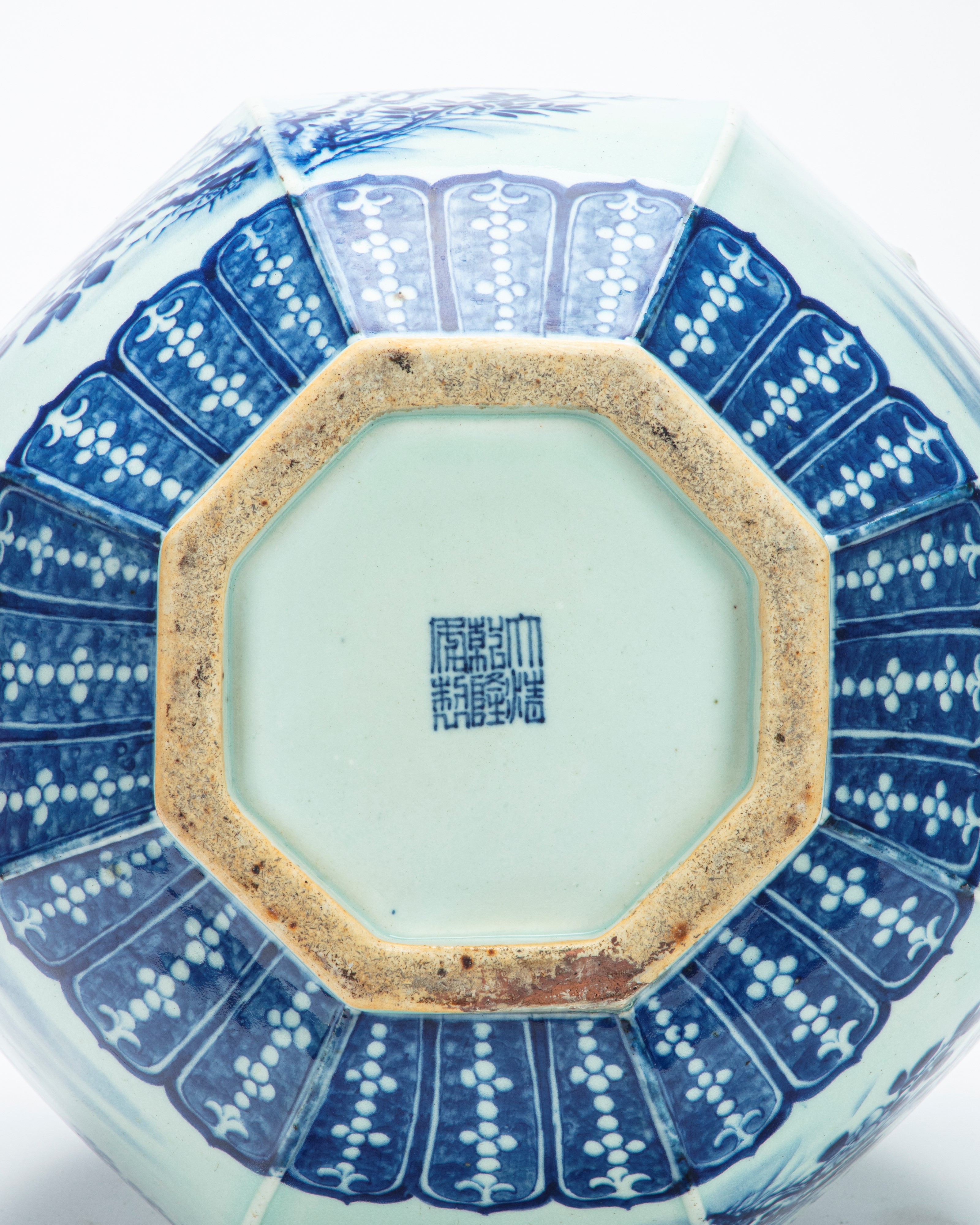 Grande Vaso in Porcellana Bianca e Blu, Cina, Fine XIX Secolo