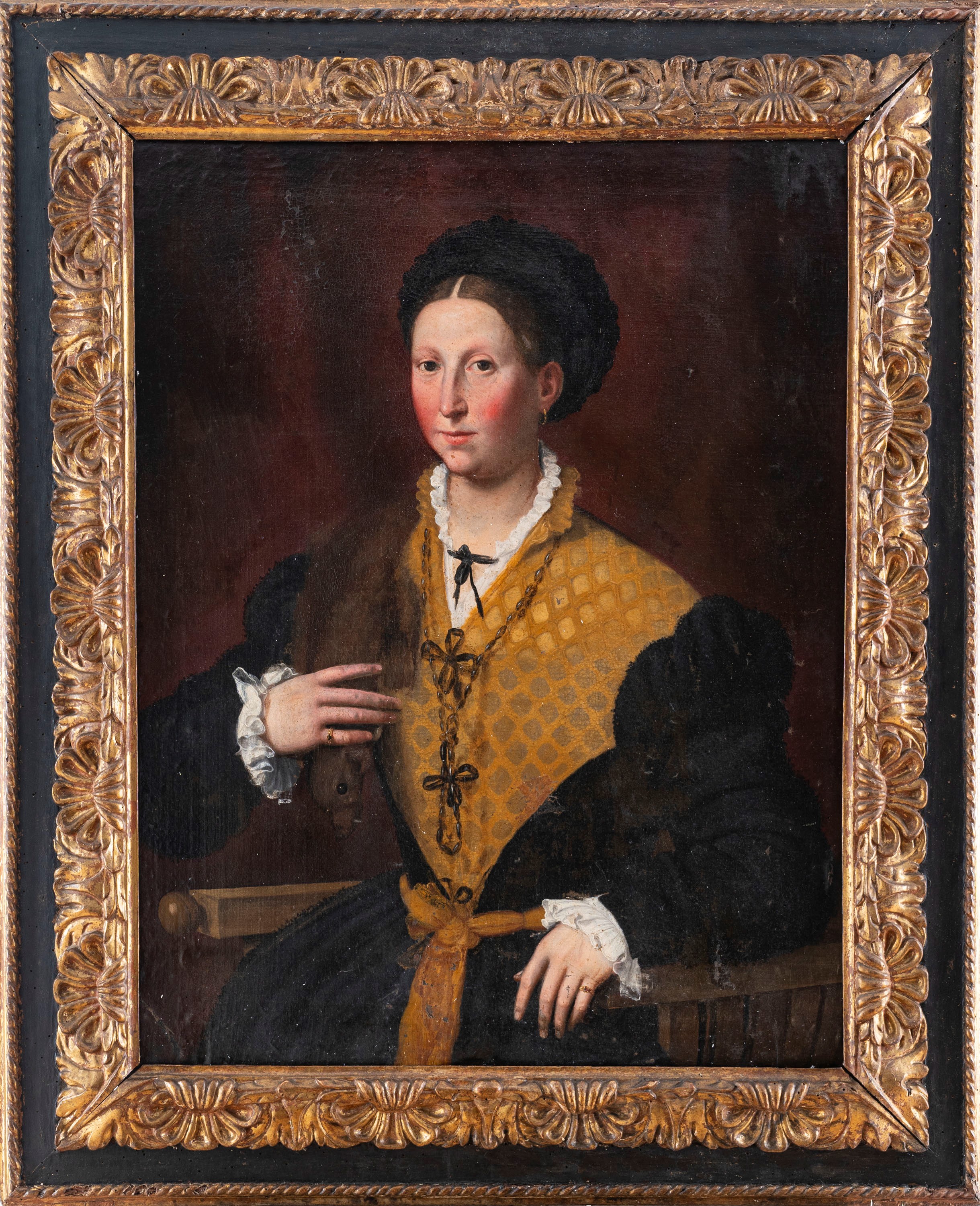 Scuola Emiliana, Secolo XVI - Ritratto di Gentildonna con Stola di Furetto