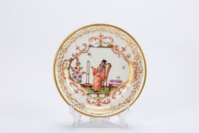 Piattino in Porcellana Policroma. Manifattura di Meissen, 1723-1724
