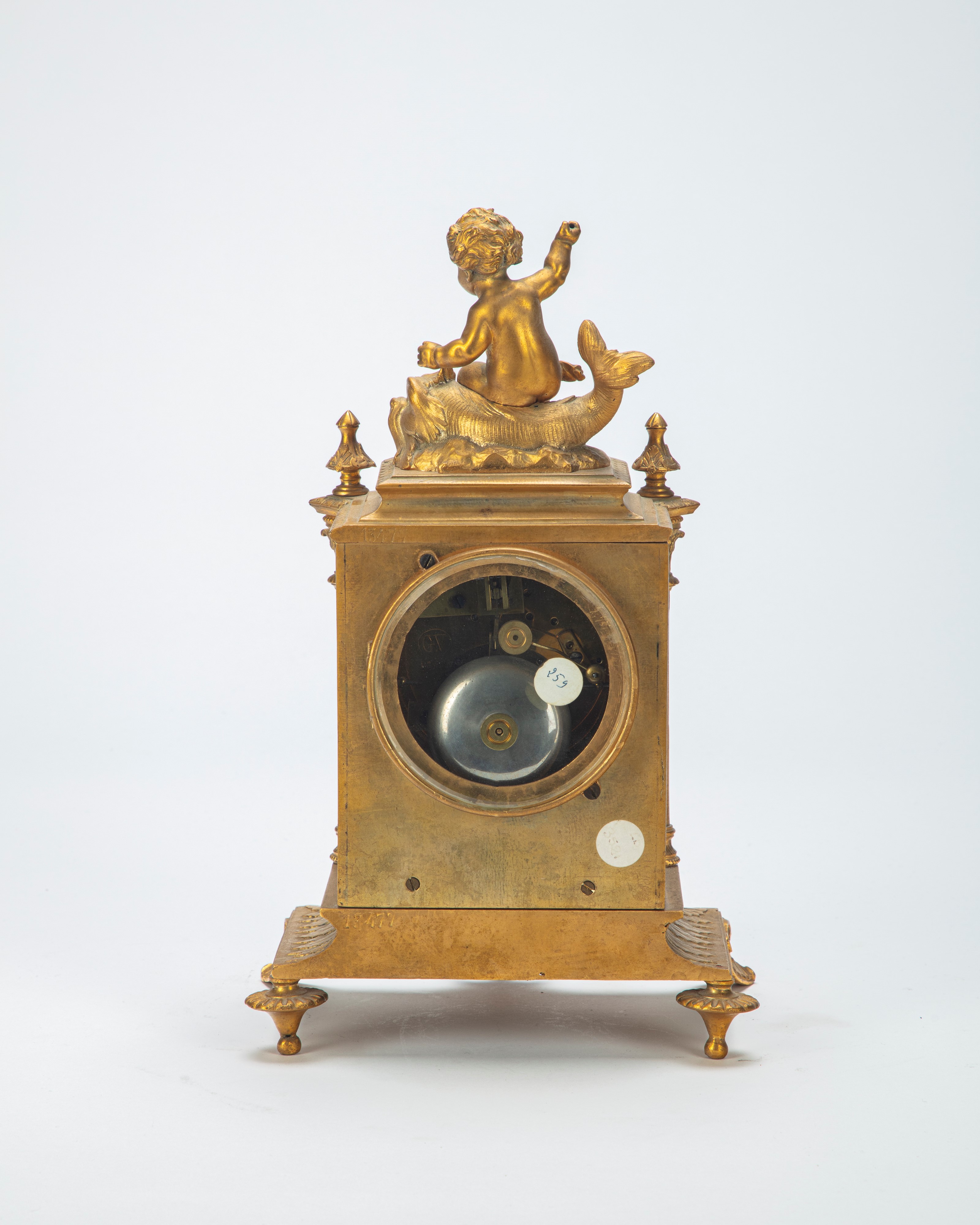Pendola da Appoggio in Bronzo e Porcellana Policroma, Secolo XIX