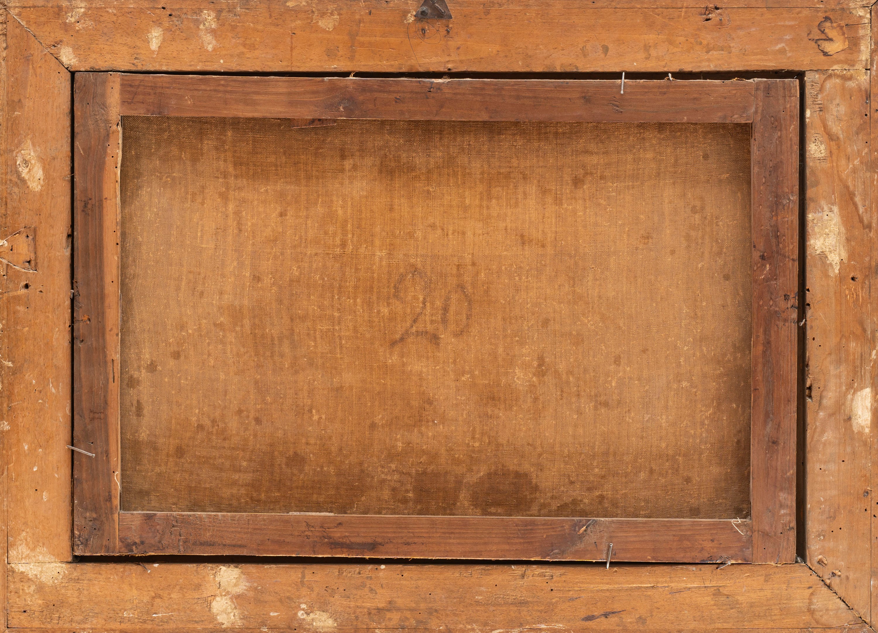 Scuola Italiana, Secolo XVII - Anonimo, Paesaggio costiero con scogli in primo piano e astanti, o...