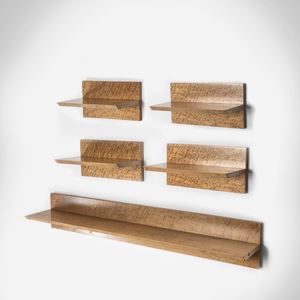 Set of five wall-mounted shelves
