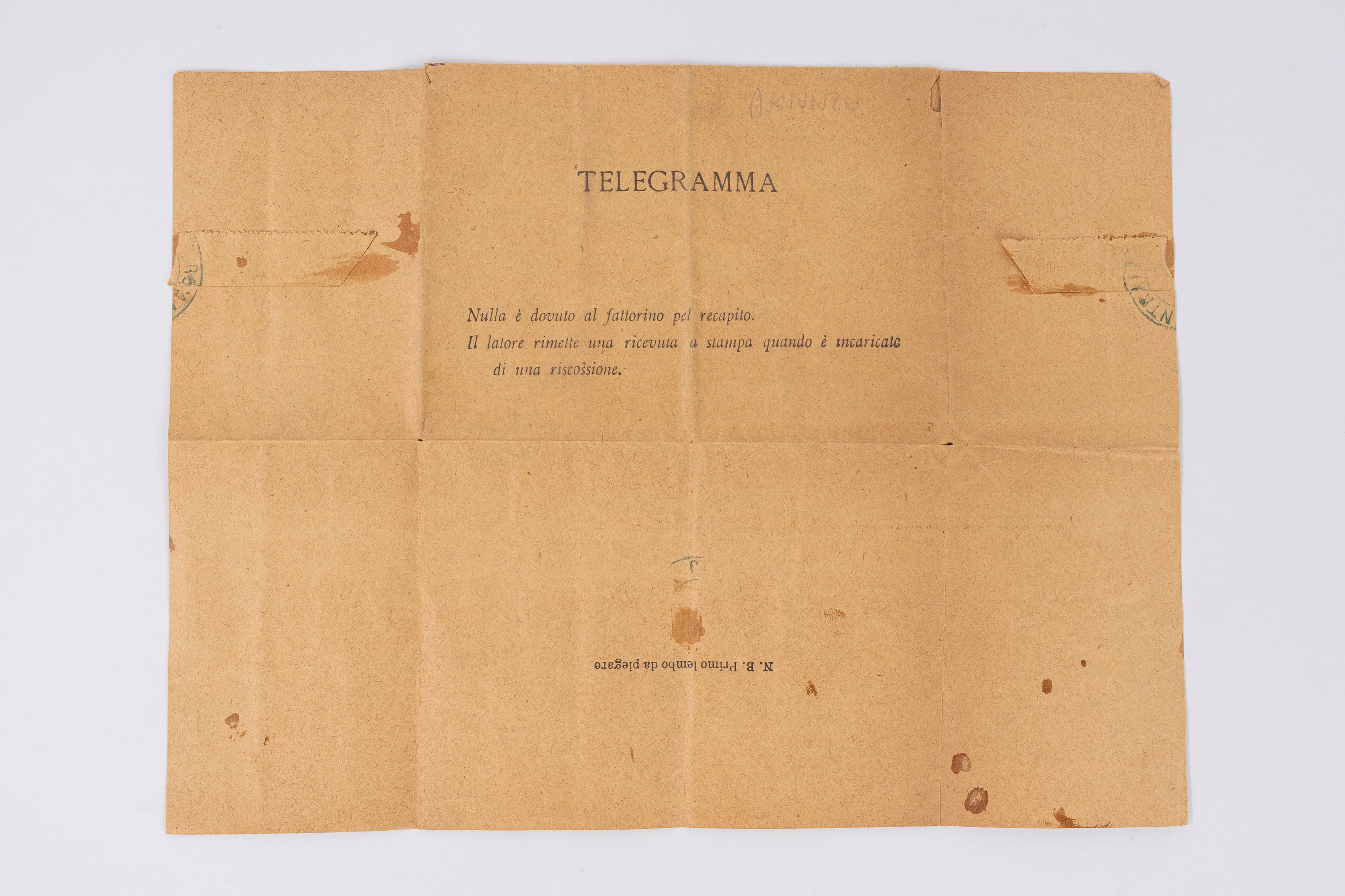 Telegramma di Gabriele D'annunzio a Domenico Oliva
