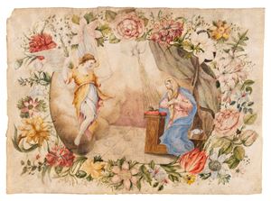 Annunciazione entro ghirlanda di fiori
