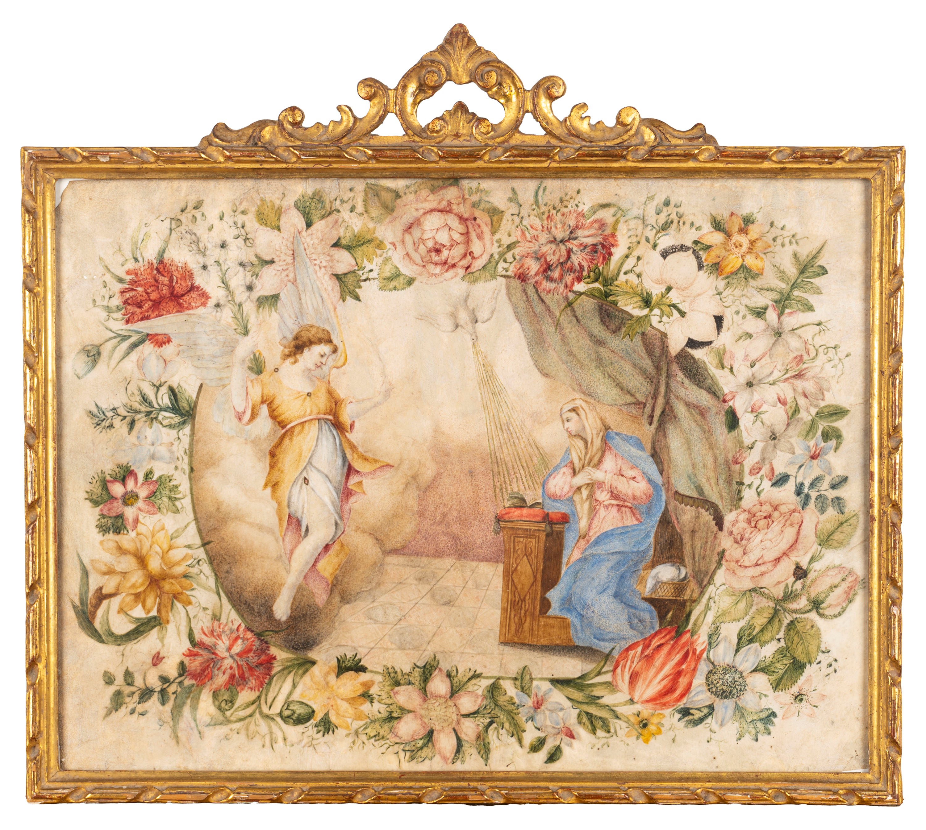 Annunciazione entro ghirlanda di fiori