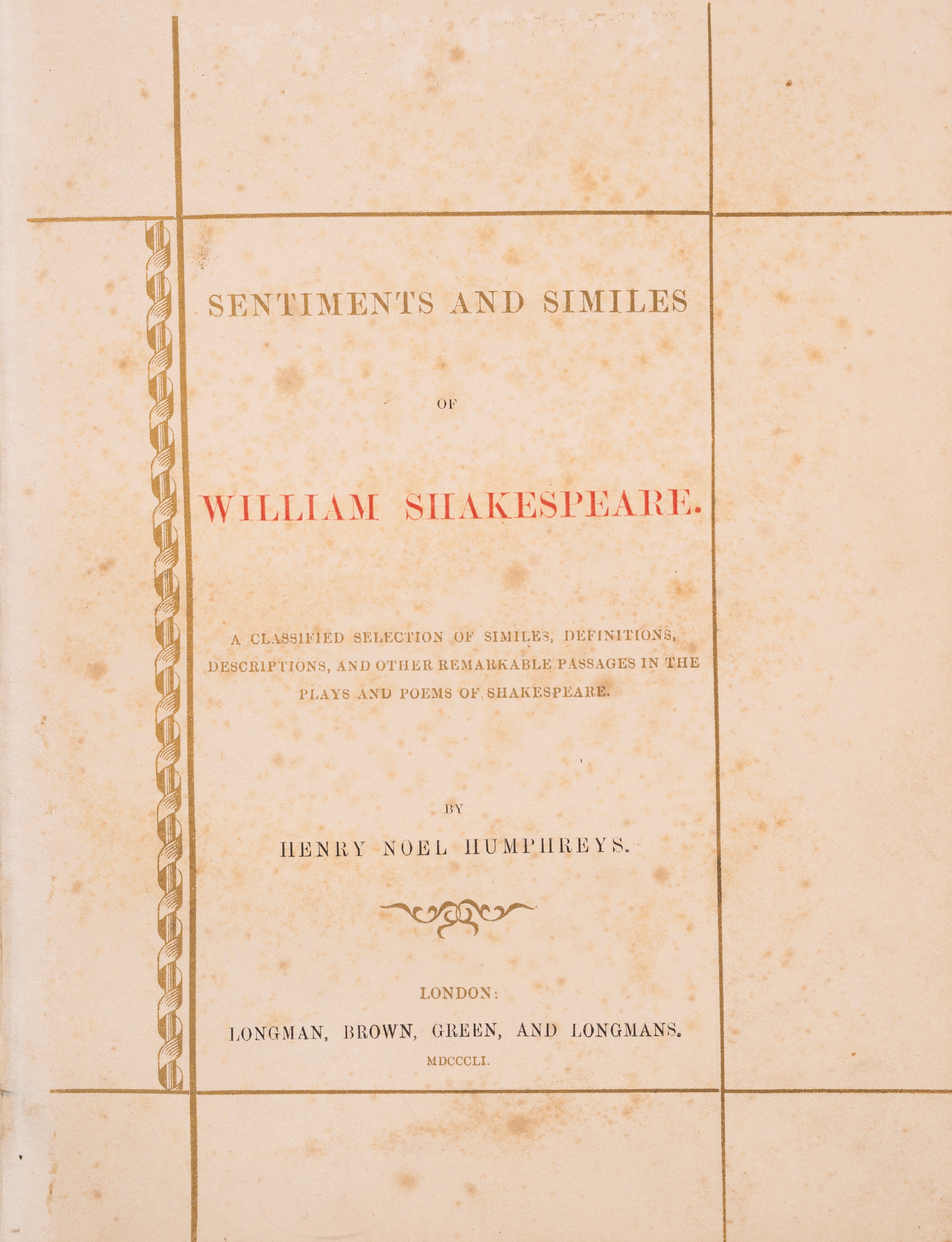 William Shakespeare - Sentiments And Similes