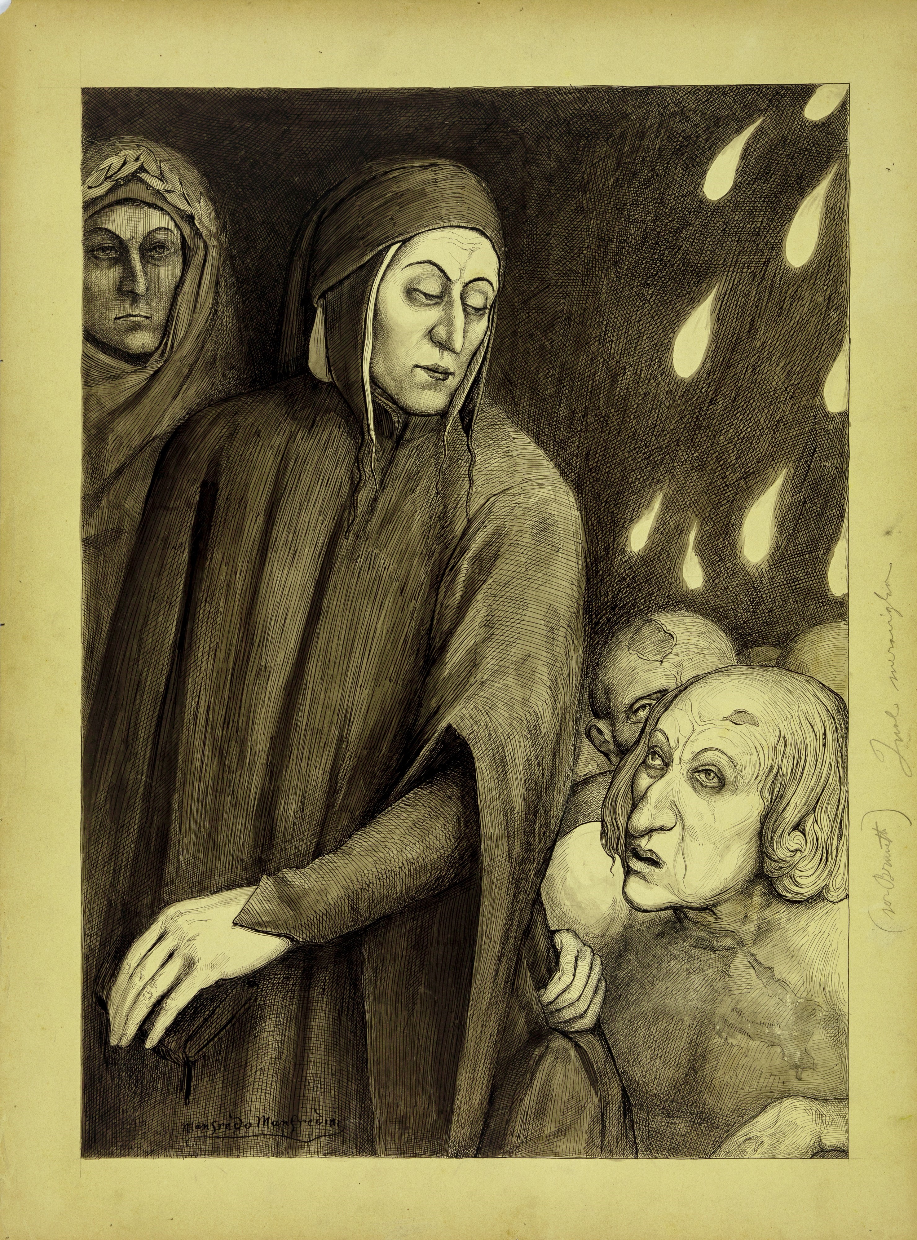 Manfredo Manfredini - Lotto Composto da 30 Illustrazioni Originali De "la Divina Commedia"