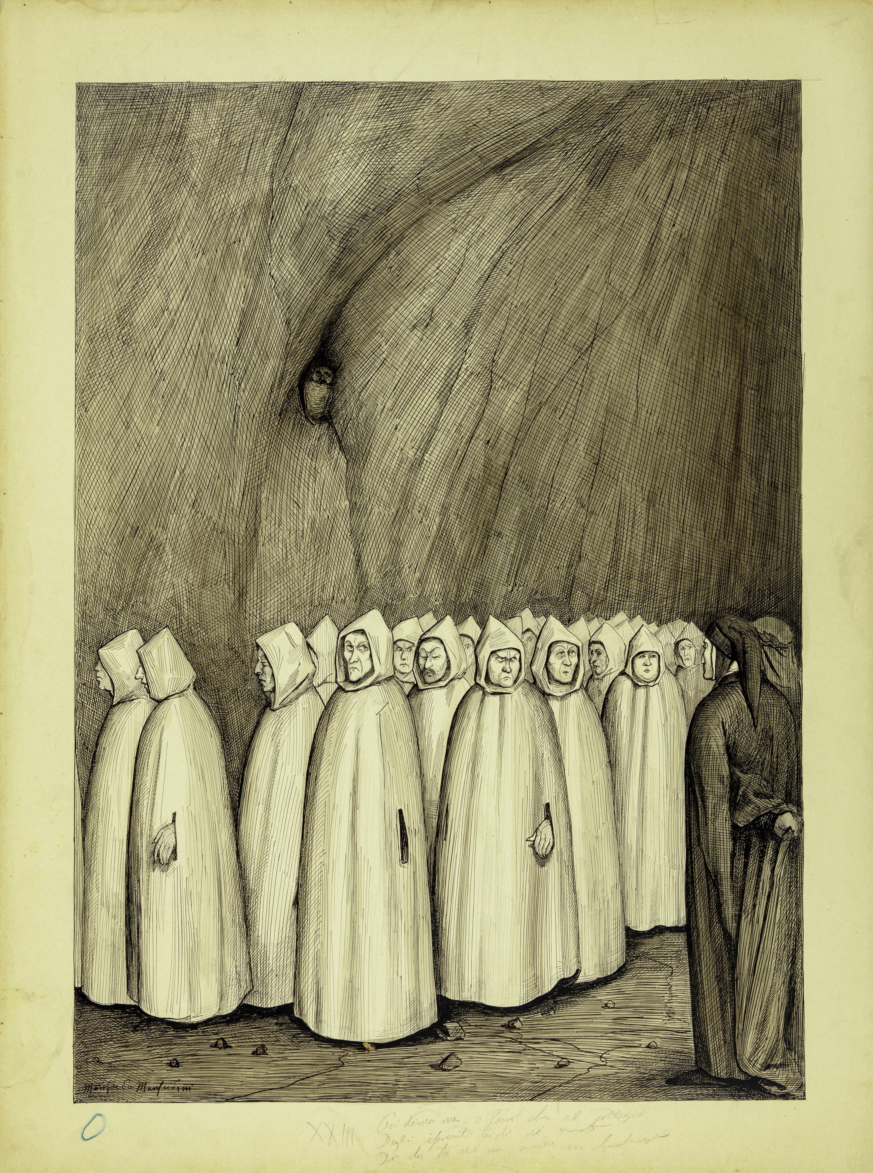 Manfredo Manfredini - Lotto Composto da 30 Illustrazioni Originali De "la Divina Commedia"