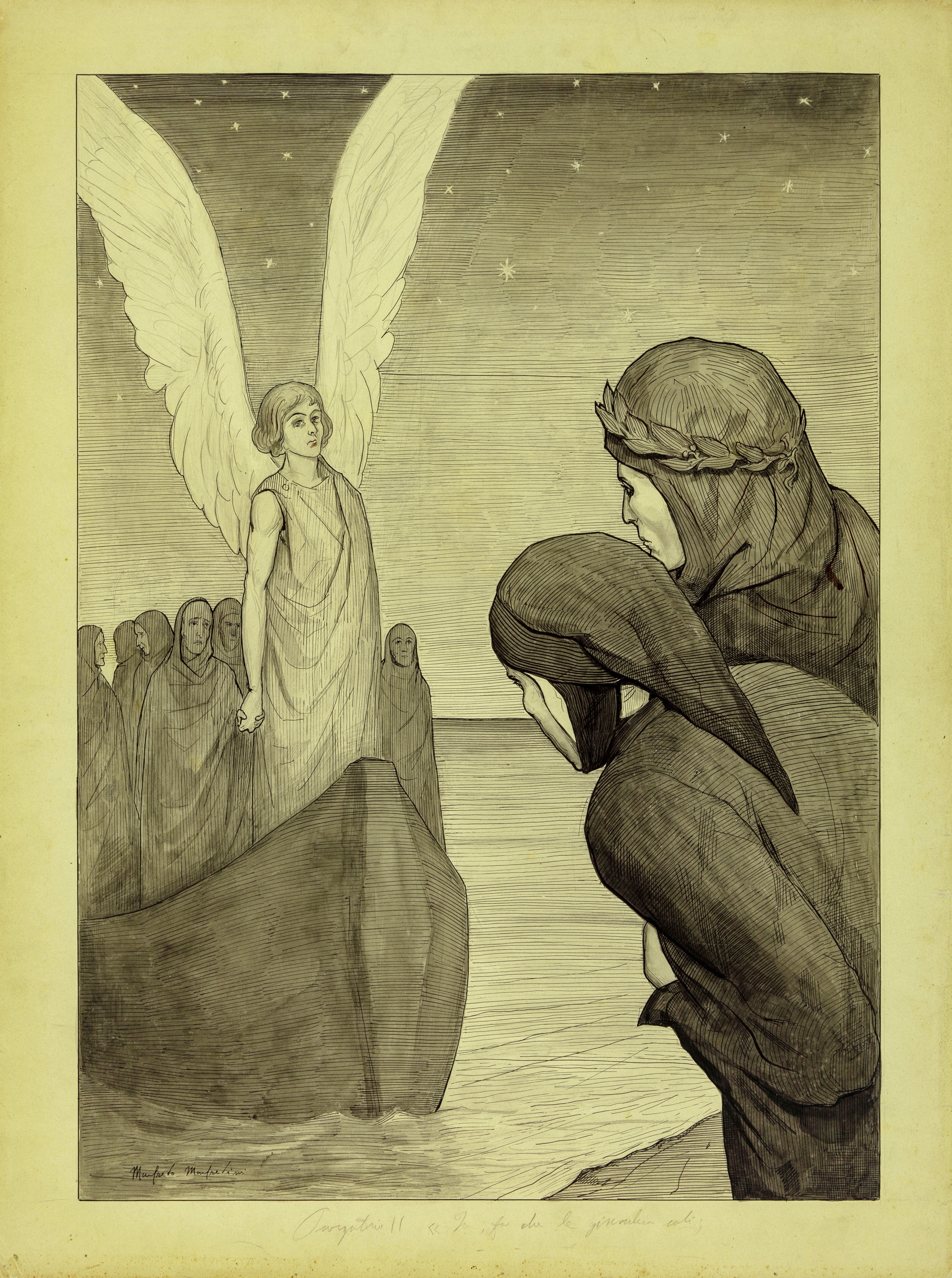 Manfredo Manfredini - Lotto Composto da 30 Illustrazioni Originali De "la Divina Commedia"