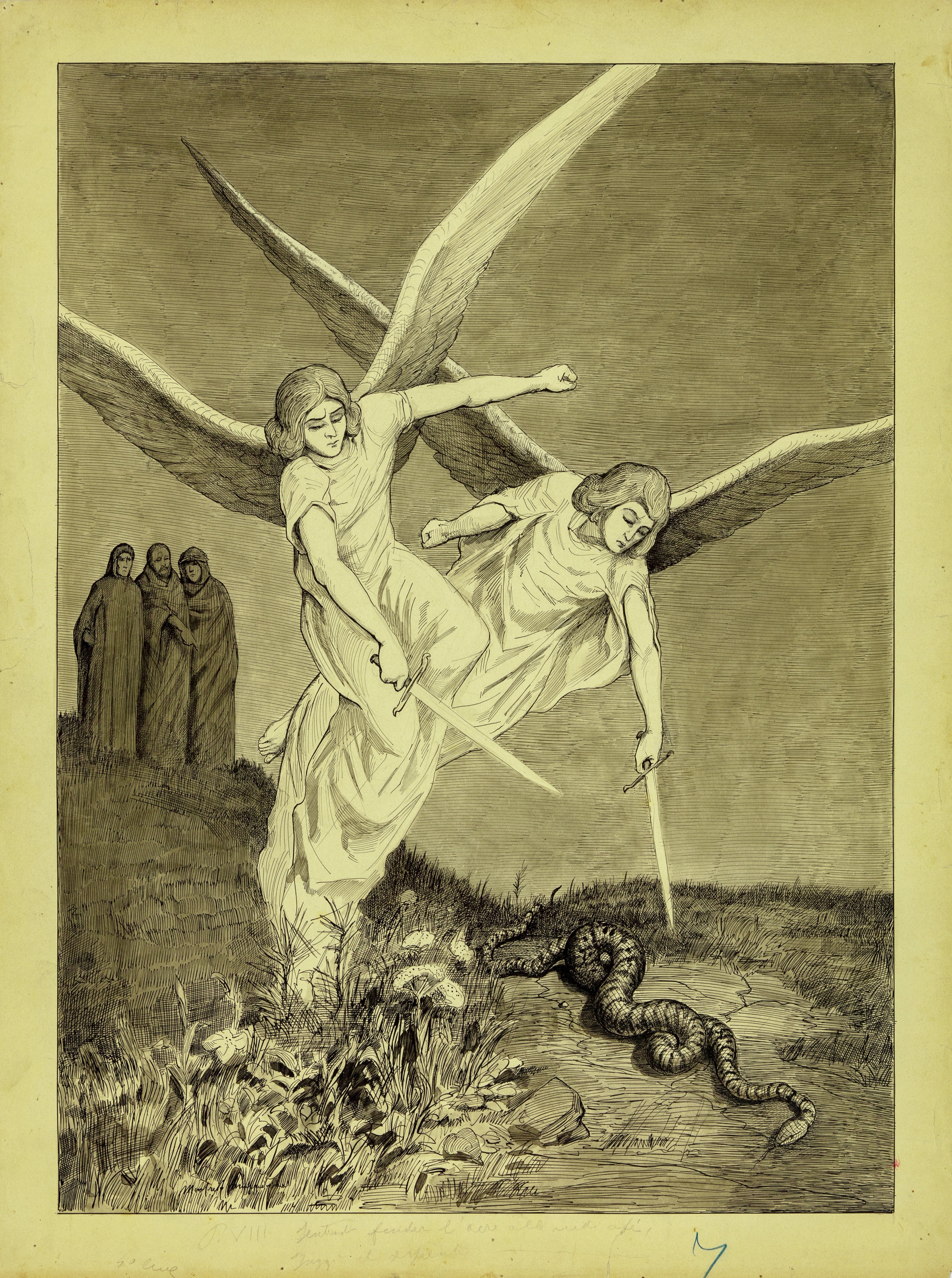 Manfredo Manfredini - Lotto Composto da 30 Illustrazioni Originali De "la Divina Commedia"