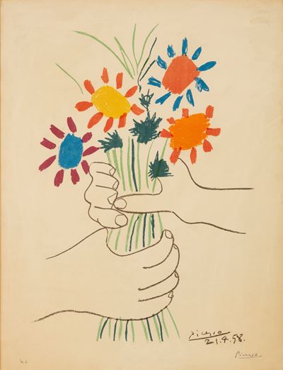 Pablo Picasso, Bouquet of Peace, stampa offset H.C. del 1958