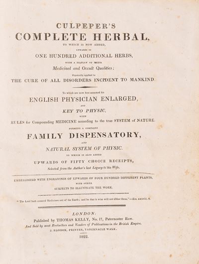 Culperer's Complete Herbal con aggiunta di oltre cento erbe