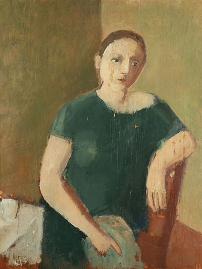 Figura di donna, olio su compensato