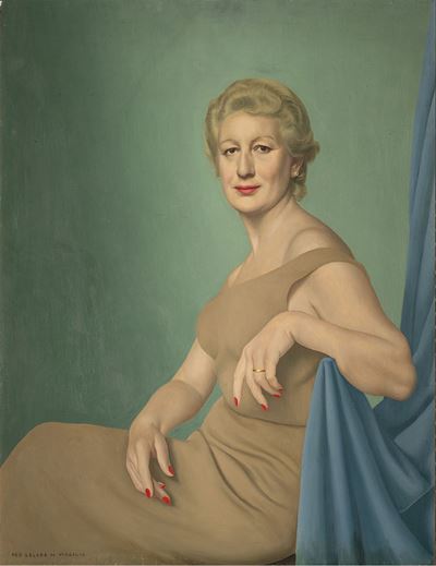 Ritratto di signora, olio su masonite