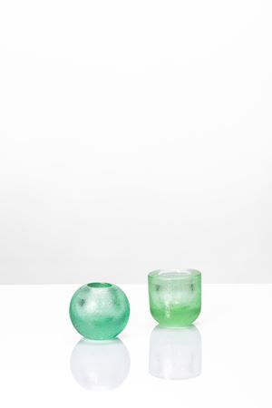 Pair of small vases in corroso glass