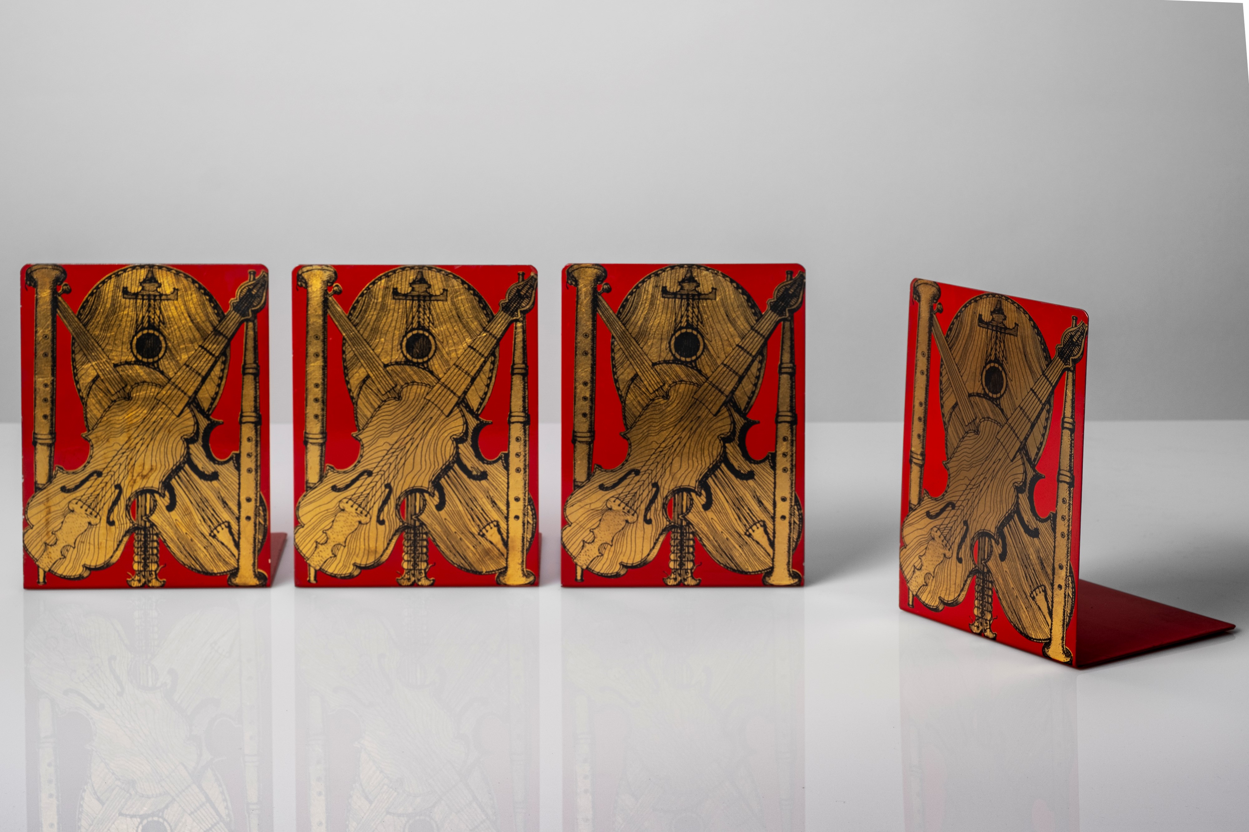Piero Fornasetti - Set di Quattro Fermalibri, Decoro Strumenti Musicali