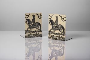 Pair of bookends, decoration Cavaliere
