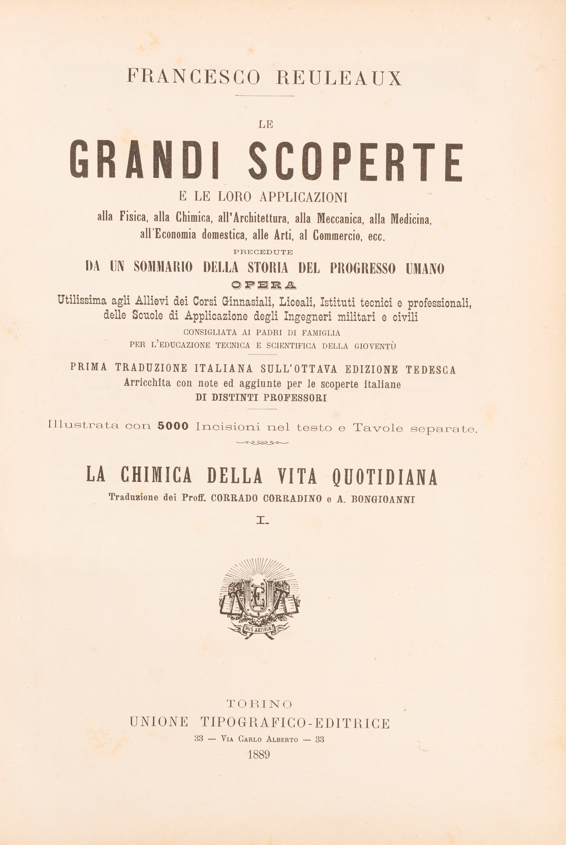 Stefano Pagliani, Arturo Wilke, Francesco Reuleaux, Louis Figuier - Chimica I-II, L'elettricità I...
