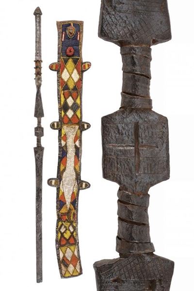 Raro Bastone Rituale Orisha Oko degli Yoruba, con Fodero
