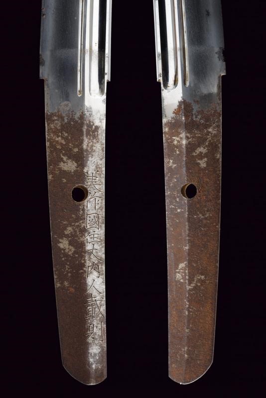 Wakizashi Mei Mimasaka No Kuni Ju Ouchibito Toshinori con Bel Koshirae