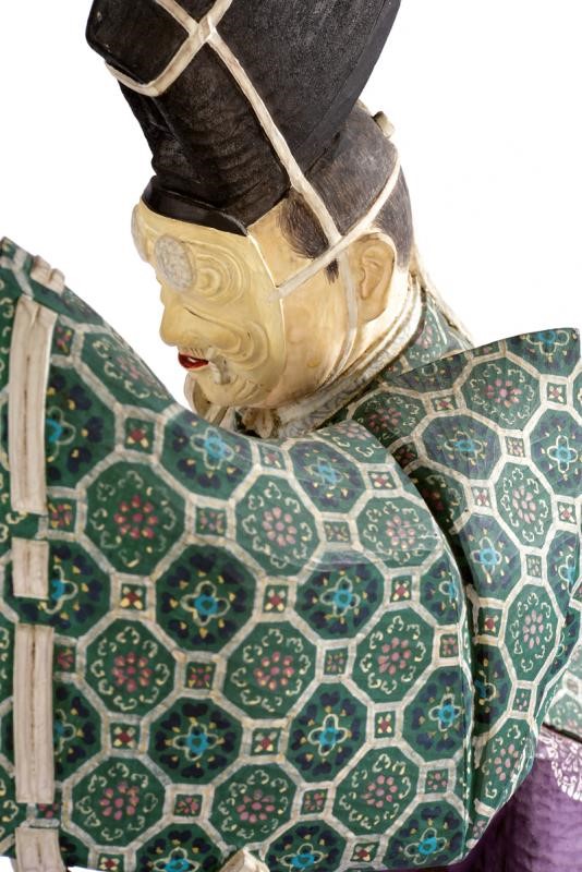 Scultura "okina" del Teatro Noh in Legno