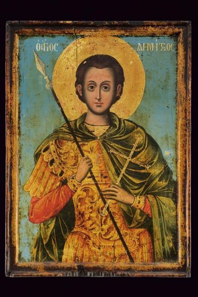 Bellissima Icona Raffigurante San Dimitri in Armatura Dorata