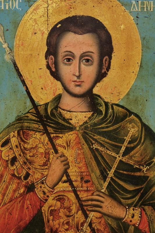 Bellissima Icona Raffigurante San Dimitri in Armatura Dorata