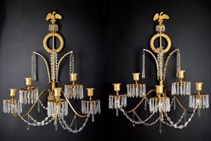 Coppia di raffinate appliques Neoclassiche probabilmente disegnate da Giocondo Albertolli