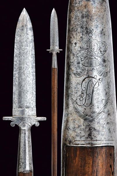Importante Spiedo da Caccia (saufeder) con Monogramma Nobiliare