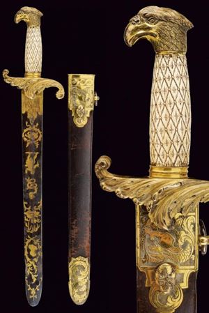 Raro e lussuoso coltello da presentazione con decorazioni in onore di William Shakespeare