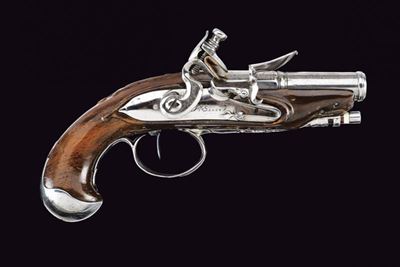 Pistola a Pietra Focaia da Viaggio Firmata Sagot