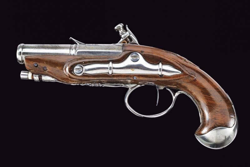 Pistola a Pietra Focaia da Viaggio Firmata Sagot